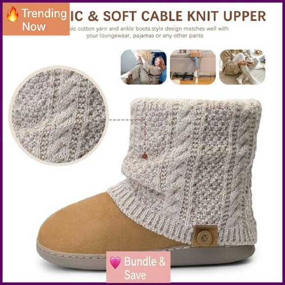 Women's Fuzzy Memory Foam Slipper Boots Ankle House Shoes - Picture 5 of 8